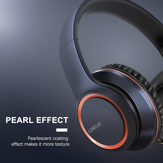LORELEI X8 Over-Ear Wired Headphones with Microphone with 1.45m-Tangle-Free Nylon Line&3.5mm Plug,Lightweight Foldable & Portable Headphones for Smartphone,Tablet,Computer,Mp3/4(Dark Blue)