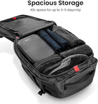 tomtoc Travel Backpack 40L, TSA Friendly Flight Approved Carry-on Luggage Hand Water-resistant Lightweight Business Rucksack, Durable Large Weekender Bag Daypack Fits 17.3 Inch Laptop, PFAS Free