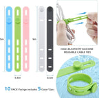 Silicone Cable Ties, Cord Organizer Ties, Cord Ties Reusable, Cord Wrap Cable Organizer 5Inch Cable Management 10 Pcs (5 Color) Cbfoeyk