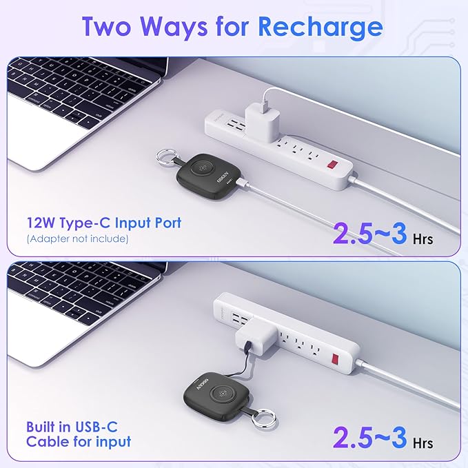 Small Portable Charger 5000mAh,iWatch Wireless Charger Mini Power Bank with Built-in Cable,Travel Keychain Charger for Apple Watch 11/10/9/8/Ultra/7/6/Se/5/4,iPhone 17/16/15/14/13/12,Android Phone