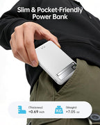 iWALK Magnetic Wireless Power Bank 10000mAh, Slim Portable Charger with 20W PD Cable Fast Charging, Metal Kickstand, LED Display, MagSafe Compatible Battery Pack for iPhone 17/16/15/14/13/12 Series