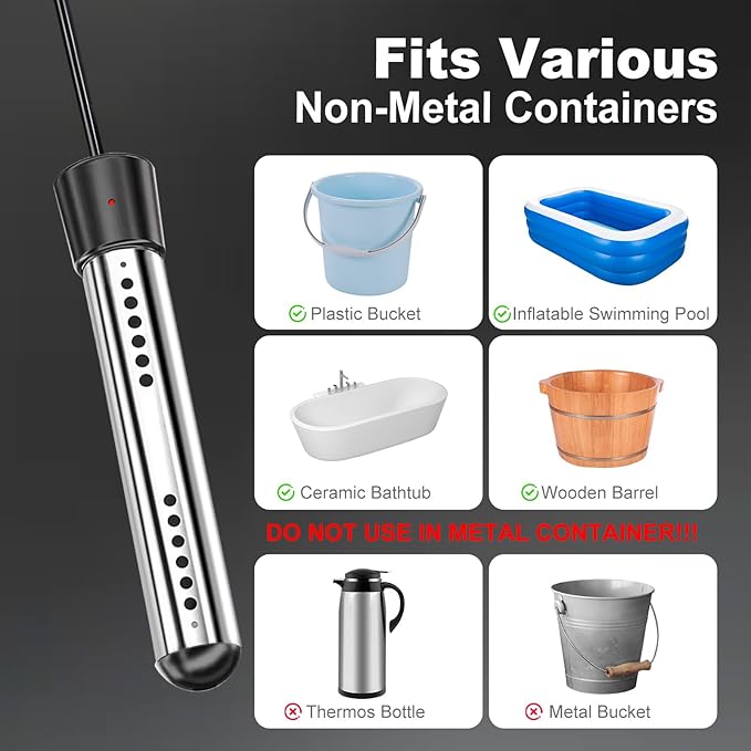 Portable Camping Shower with Heater, 6000mAh Rechargeable Portable Shower with 2000W Immersion Heater, LED Display, Heated Camping Shower for Travel, Hiking, Car, Pet