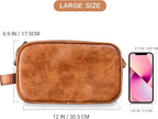 Elviros Toiletry Bag for Men, Large Travel Shaving Dopp Kit Water-resistant Bathroom Toiletries Organizer PU Leather Cosmetic Bags