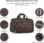 Hanke Large Capacity Travel Duffel Bag, Carry On Luggage with 12 Pockets, 17 Inch Laptop Compartment, Wet Dry Separation & Independent Shoe Bag, Lightweight Foldable Duffel Bag for Women Men（Coffee）