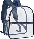 Paxiland Clear Backpack Stadium Approved 12×12×6 with Reinforced and Wider Shoulder Straps, Small Clear Bag for Schools, Concerts, Work, Festivals and Sporting Events - Navy