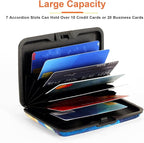 Mayski Credit Card Holder, RFID Blocking, Aluminum Alloy Hard Case, Small Mini Business Metal Wallet for Women Men, The Starry Night
