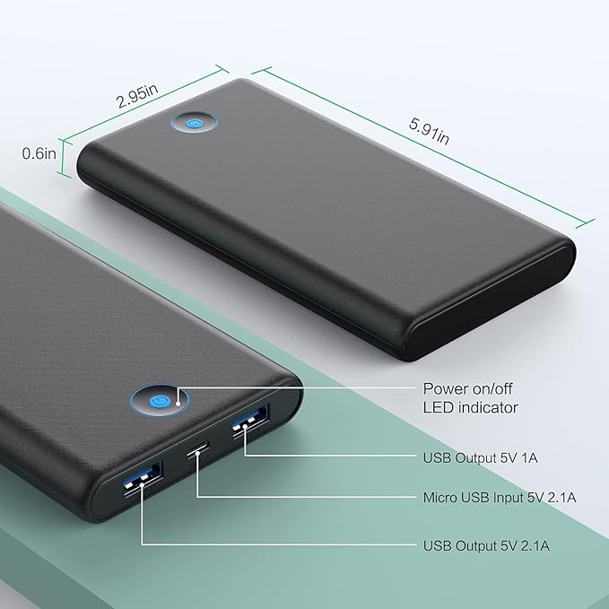 [2-Pack] Portable Charger Power Bank 20000mAh,Ultra Slim Fast Charging Battery Pack with Dual USB Outputs,Travel Essential Portable Phone Charger for iPhone 17/16/15/14/13/12/X,Galaxy S24-Black+Red