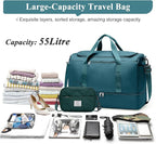 Extra Large Travel Duffle Bag,Carry on Overnight Bag with Shoes Compartment,Weekender Bags for Women for Travel Business Trips Sport Hospital,3 Pcs Set,Peacock Blue