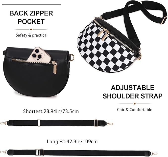 Eslcorri Small Crossbody Sling Bag for Women Trendy - Fanny Packs Leather Chest Belt Bum Bag Anti Theft Purse for Travel