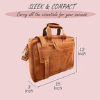 THE M&G BAGS Genuine Leather Messenger Bag for Men, Handmade Laptop Shoulder Bags with Zipper, Multiple Compartments Adjustable Strap, Crossbody Briefcase for Office College Travel -16 IN, Brown