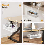 4 Pack Under Desk Cable Management Box White, Cinati 53.6" Wire Organizers No Drill, Cord Organization Tray with Clamp for Office, Home - No Damage to Desk