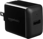 Amazon Basics 12W One-Port USB-A Wall Charger (2.4A), Portable Charging for Multiple Devices, iPhone 15/14/13/12/11/X, Samsung, and more, Black