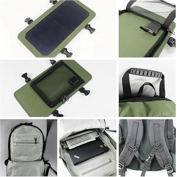 Solar Backpack 7W Solar Panel Charge for Cell Phones and 5V Device Power Supply