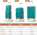 Hard Shell Luggage Sets 4 Piece with 360 Spinner Wheels,Lightweight Suitcase Set with TSA Lock,Travel Luggage Set with Telescoping Handle,Light and Strong,Easy to Clean (Coral+Green)