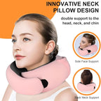 Travel Pillow - Hooded Neck Pillow Airplane Memory Foam Filling for Plane, Office, Cars Sleeping, Road Trip, Long Flights, Airplane Travel Essentials, Includes Eye Mask & Earplugs (Pink)