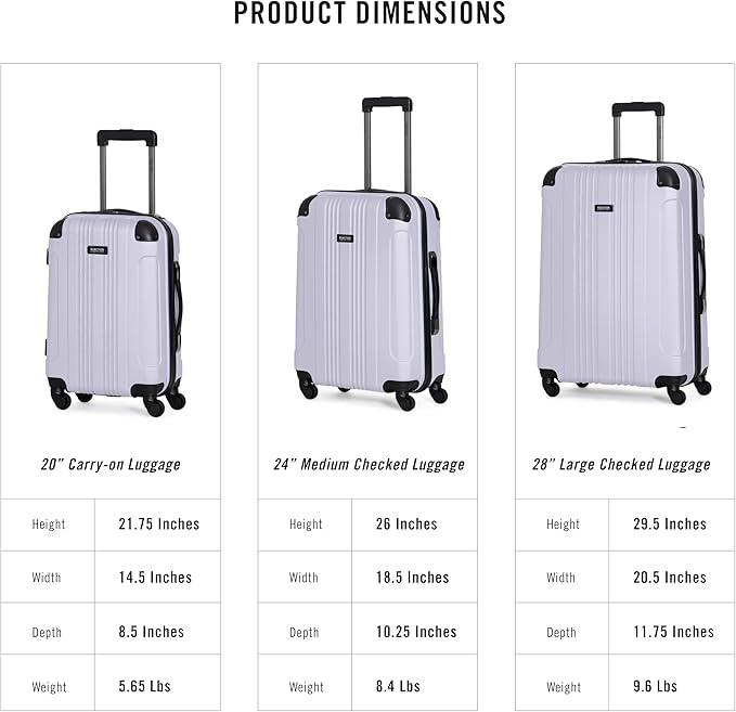 Kenneth Cole REACTION Out of Bounds Lightweight Hardshell 4-Wheel Spinner Luggage, Lavender, 2-Piece Set (20" & 28")
