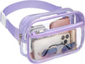Veckle Clear Fanny Pack Stadium Approved - Plus Size 35-51 Inch Adjustable Strap Transparent Belt Bag for Women Men Fits 7.5" Smartphone, Crossbody Clear Bag for Stadium Events Sports Concerts, Purple