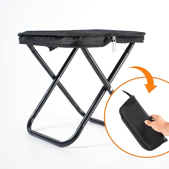 Camping Stool 12 Inch Portable Folding Stool with Carry Bag Weight Load 220lbs Portable Stool for Camping Fishing Hiking BBQ