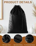 FantasyLife Shoe Bags for Travel, Washable Dust Bags for Storage & Packing, Flannel Shoe Pouch with Drawstring Closure for Purses, Handbags, Shoes & Toys (2, Black Beauty, 17.3"x12.6")