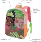 Disney Princess Tiana Backpack for Kids - Cute & Durable Kids Backpack for Girls with Padded Straps & Zip Compartment - Ideal Toddler Bookbag for School & Travel - 15”