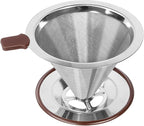 Pour Over Coffee Dripper, Reusable Paperless Coffee Filter,Professional Stainless Steel Drip Cone Brew Coffee Strainer,Upgraded Double Micro Mesh Filter with Cup Stand,1-4 Cup