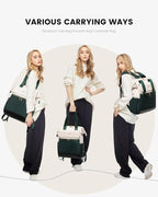 LOVEVOOK Laptop Backpack for Women, 15.6 Inch Work Laptop Bag with USB Port, Fashion Teacher Nurse Backpack Purse, Waterproof Travel Computer Backpack with Organizer Bag, 2PCS, Beige-Green