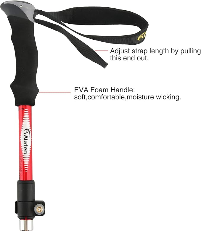 A ALAFEN Aluminum Collapsible Ultralight Travel Trekking Hiking Pole for Men and Women (Fits 5'3" - 6'2")