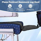 Plane Footrest Hammock Leg Rest Seat Cover Heavy Duty with Inflatable Pillow Ergonomic Adjustable for Trains Bus Flying Travel Flights, Black
