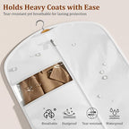 KIMBORA 65" Dress Bags for Gowns Long Garment Bags for Hanging Clothes with Clear Window, Foldable Wedding Dress Cover for Closet Storage and Travel (1 Pack, White)