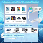 [Apple MFi Certified] iPhone 16 Fast Car Charger, Caiinei 75W PD&QC USB-C Car Power Cigarette Lighter USB-C Car Carplay Charger with 6FT Coiled Type-C Cable for iPhone 16 Pro/16 Pro Max/15/15 Pro/iPad