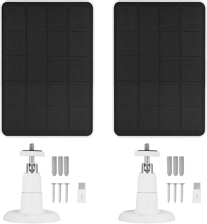 2 Pack 5V 7W Solar Panel Charger for Bird Feeder, Wyze Cam Outdoor v1 Cam Outdoor v2、Wyze Battery Cams Pro,Arlo,Simplisafe,Eufy Security Camera Micro USB & USB Type C Cable 5V 7W & More