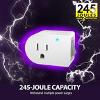 Fosmon Grounded Outlet with ON/Off Switch, 3 Prong Electrical Plug Outlet Extender Switch, 245J Single Port Power Adapter Surge Protector, 15A Circuit Breaker, White, ETL Listed