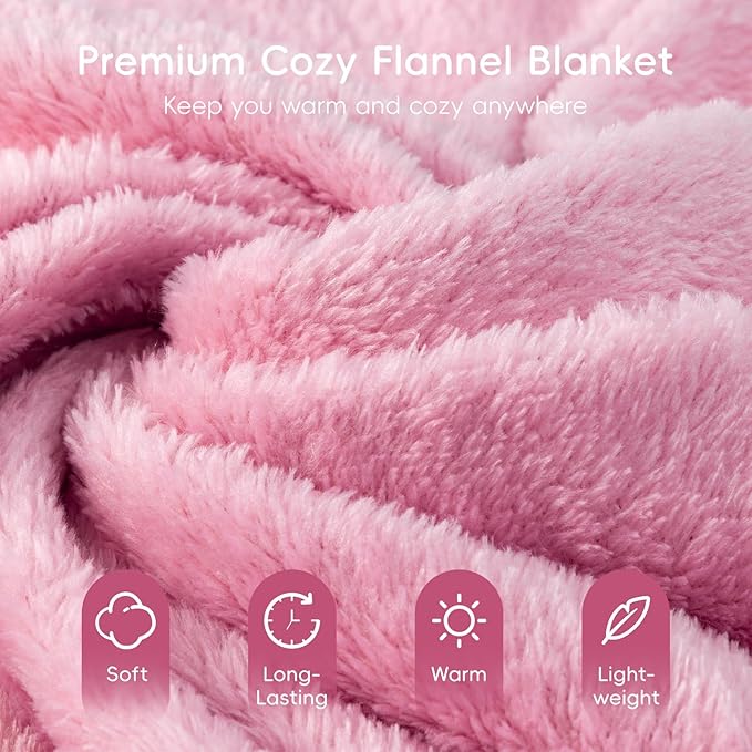 urnexttour 4-in-1 Travel Pillow & Blanket Set with Eye Mask, Memory Foam Neck Support, 50x65 Inch Blanket, Storage Bag for Airplane, Car, Train, Home Travel Pink