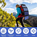 100W Solar Panel Folding Charger IP65 Waterproof USB Solar Power Charger with 2 Hooks & 1 Adapter, Portable SunPower Solar Panel for Camping Power Bank Phone Charger for Outdoor