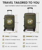 LOVEVOOK Carry On Luggage 22x14x9 Airline Approved, Expandable Hard Shell Suitcase with Spinner Wheels, USB Charging Port & Front Pocket, PC Hardside Rolling Luggage with TSA Lock for Travel