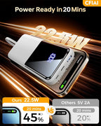 Portable Charger Power Bank - 15000mAh Battery Pack Portable Phone Charger with Built in Cable 22.5W Fast Charging Powerbank Compatible with iPhone Android Samsung Phone, Travel Camping Essential