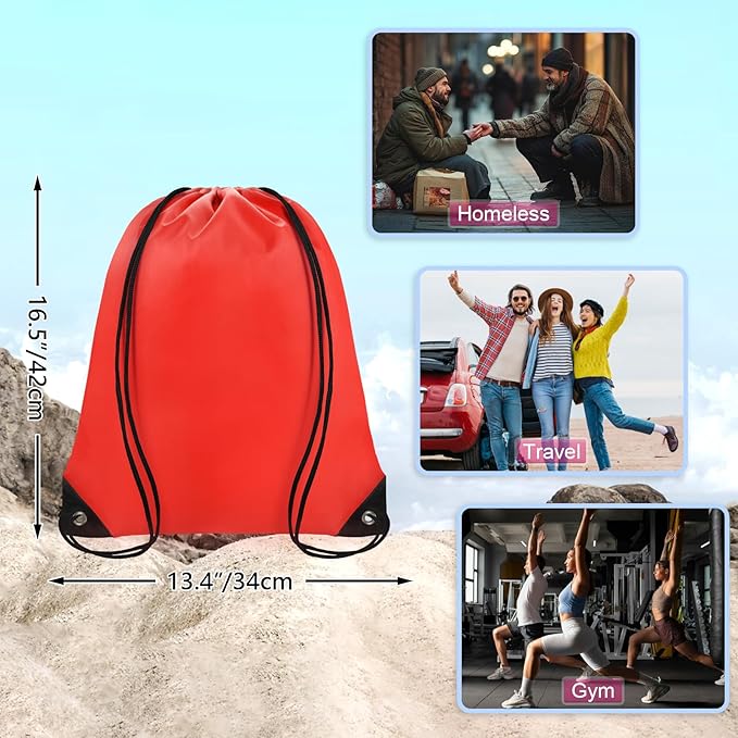 Grneric Drawstring Backpack Bulk 70Pcs String Backpack Drawstring Bags Cinch Bag Sackpack for Men Women Gym(Red)