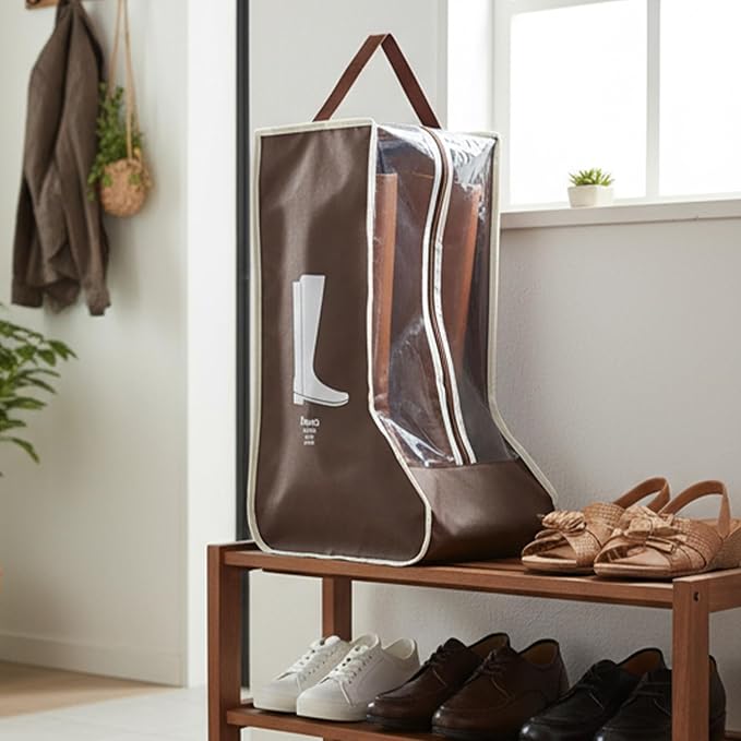 2pcs Boot Bags for Cowboy Boots Portable Boot Storage for Travel Dust Proof Boot Storage Organizer Tall Boots Shoe Cover Protector Bag （11.4" X 8.6" X 19"）