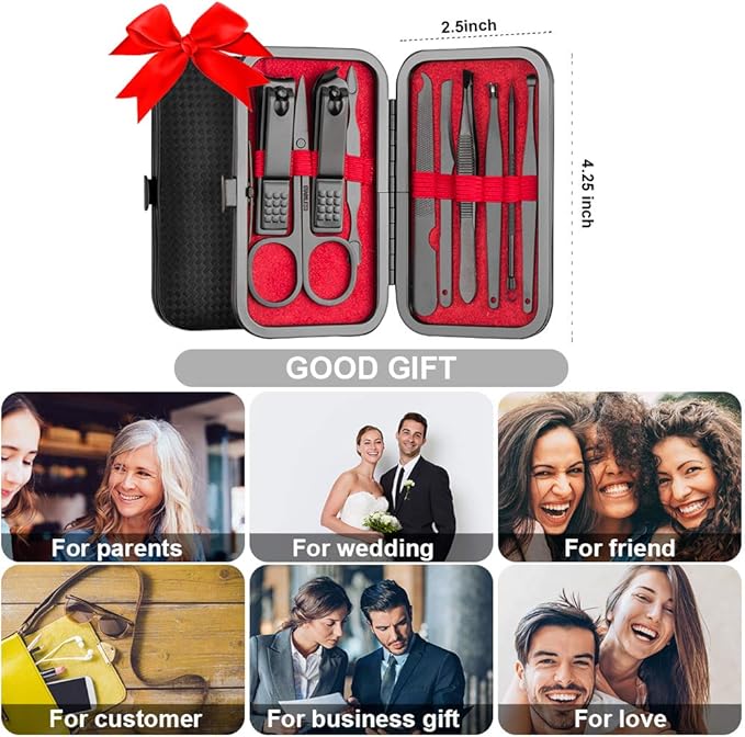 OKOM Professional Nail Clippers Set - 10 PCS Stainless Steel Nail Kit with Travel Case, Tweezers Manicure Set Gift for Men Women, Fathers Day Gift