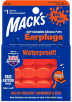 Mack's Soft Moldable Silicone Putty Ear Plugs - Kids Size, 6 Pair - Comfortable Small Earplugs for Swimming, Bathing, Travel, Loud Events and Flying | Made in USA