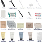 Trail maker (50 Pack) Bulk Hygiene Kits, 25 Piece Toiletry Kits for Homeless Care, Travel Hygiene Packs, Personal Care Supplies for Men & Women (50 Kits)