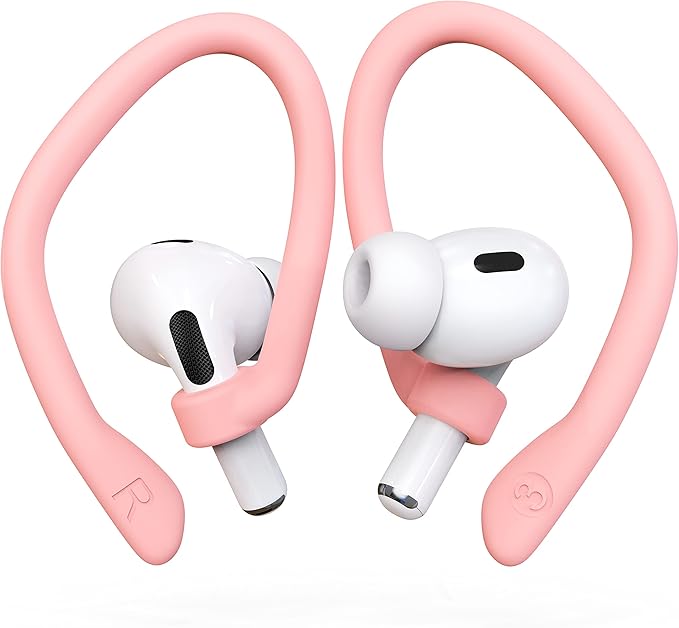 Ear Hooks 2 Pairs for AirPods Pro 2 & 1, AirPods 4 & 3, Anti-Slip Comfortable Fit, Ergonomic Design, Accessories (Large, Pink)