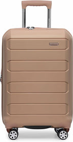Traveler's Choice Pagosa Hardshell Expandable Luggage with Spinner Wheels, Latte Beige, 22-Inch Carry-on