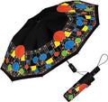 RainCaper Frank Lloyd Wright Windproof Auto Open Close 43” Coverage Folding Travel Umbrella with Matching Sleeve