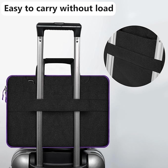 Hseok Laptop Shoulder Bag 13-14 inch Shockproof Water-Resistant HandBag with Small Case Compatible with MacBook Pro/Neo 14" M5/M4/M3/M2/M1, Mac Air/Pro 13.3", XPS 13/14, Most 13"-14" PC,Black-purple