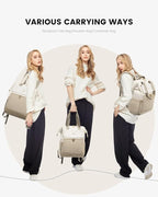 LOVEVOOK 17.3 Inch Laptop Backpack for Women, Large Capacity Travel Backpack with Organizer Bag, Waterproof Carry on Backpack Purse Work Bag with USB Port for Teacher Nurse, Beige-Khaki
