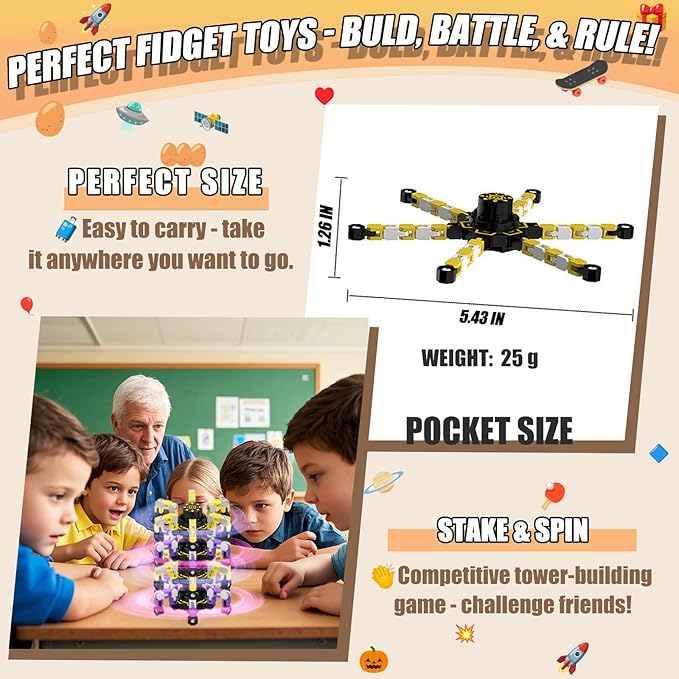 4Pcs Transformable Fidget Spinners for Kids Fidget Toys Teens Adults Quiet Airplane Road Trip Travel Activities Essential Autism ADHD Easter Basket Stuffers Gifts for Boys Girls Toddlers C