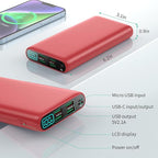 Portable Charger 38800mAh Power Bank with 5 Outputs & 2 Inputs,PD USB C In&Out Fast Phone Charging External Battery Pack Backup,Travel Essential Outdoor for iPhone 17/16/15,Android Samsung Galaxy-Red