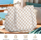 Corduroy Tote Bag for Women,Large Capacity Cute Tote Bags With 6 Pockets,Crossbody Shoulder Handbag for Work Travel Gym