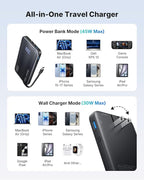 INIU 3-in-1 Portable Charger, 45W 10000mAh Fast Charging Power Bank, Built-in USB C Cable & Foldable Wall Plug, Travel Essentials, Battery Pack for iPhone 17 16 15 Series, Samsung, MacBook, etc. Green